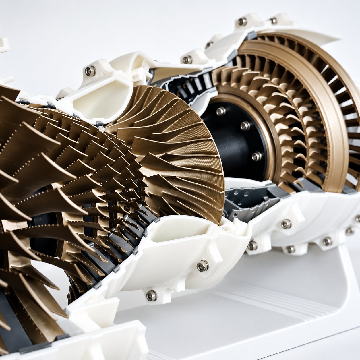 Close-up of the fan and compressor blades